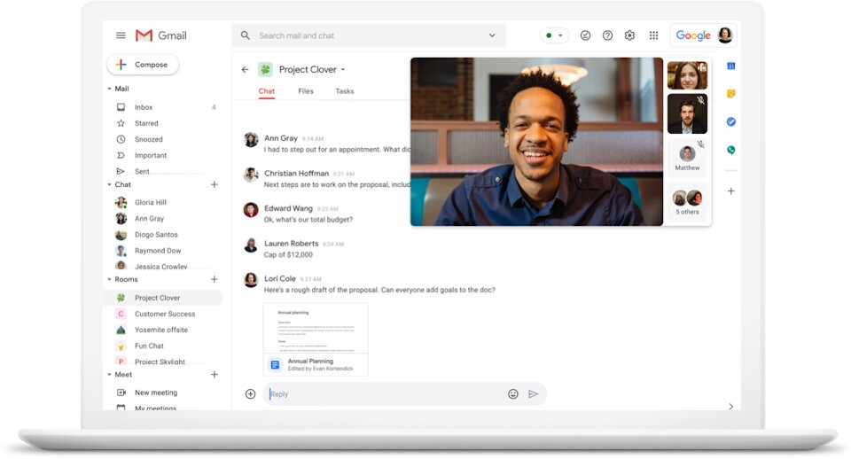 Das neue Gmail kombiniert alle Kommunikationskanäle aus Google Workspace (auch Google Meet)